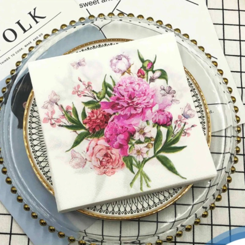 Colourful Napkins Printed Square Paper Napkins Restaurant Floral Facial Tissue Hotel Wedding Table Setting Pure Wood Pulp Paper paper napkins