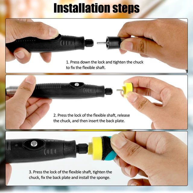 Kit 16 Mini Tamponi Lucidatura Auto - Cuscinetti Schiuma Per Aree Strette E Ruote - Foto 7
