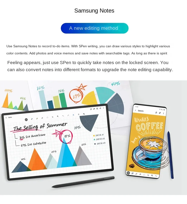 Suitable for original Samsung Galaxy Tab S9Ultra /S9 FE+ Bluetooth connection Tab SM-X910/X516/X610/X710  Electromagnetic  S Pen