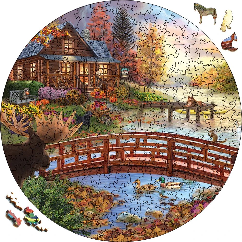 Puzzle Autumn Evening  Wooden Lively Farm Jigsaw For Festival Gifts Wood Puzzles Board Game Wood Farm Puzzle Toys For Children pop up peekaboo wake up farm board book