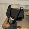 Retro Solid Color PU Leather Shoulder Bag Fashion Women's Handbags Casual Designer Hobos Underarm Bag 1