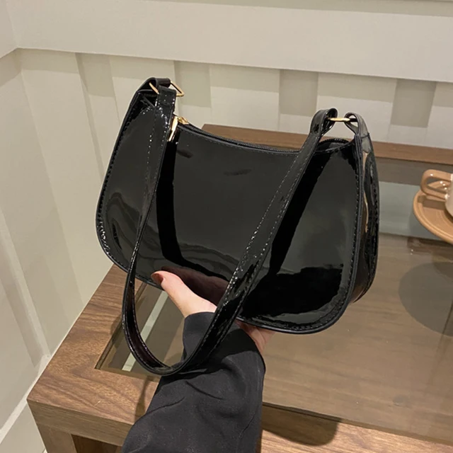 Retro Solid Color PU Leather Shoulder Bag Fashion Women's Handbags Casual Designer Hobos Underarm Bag 1