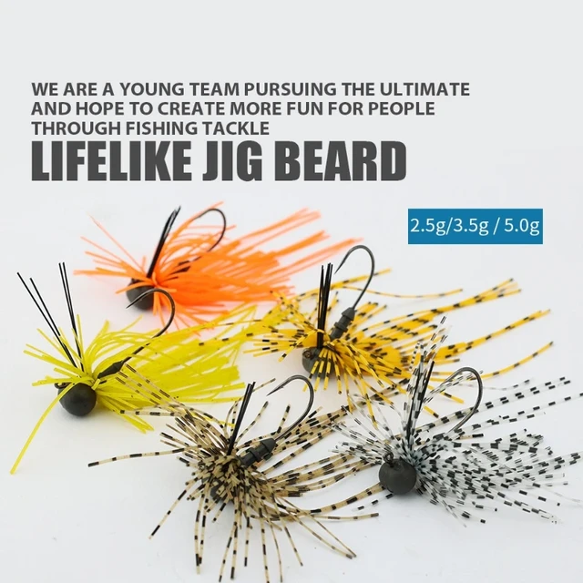 3pcs/lot Silicone Jig Head Skirt Beard Fishing Lures 12g 15g Rubb