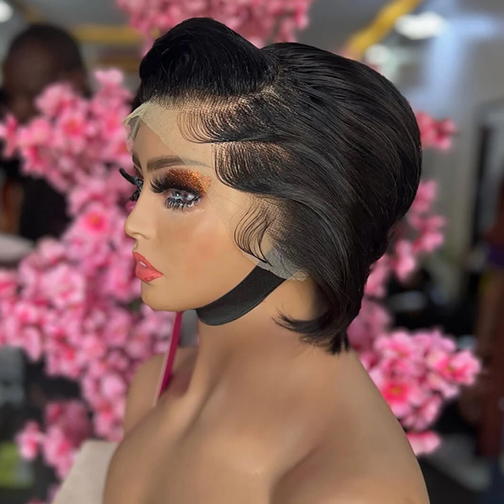 Pixie Cut Wig Human Hair Wigs Straight 13x4 Transparent Lace Short Bob Wig Brazilian Human Hair For Women Pixie