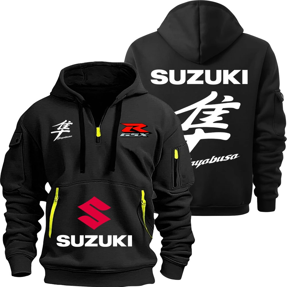 Suzuki Hayabusa Logo Motorcycle Racing Team Men Half Zipper Hoodie Spring Male Sweatshirt 2026 New Sports Men's Pullover Clothes