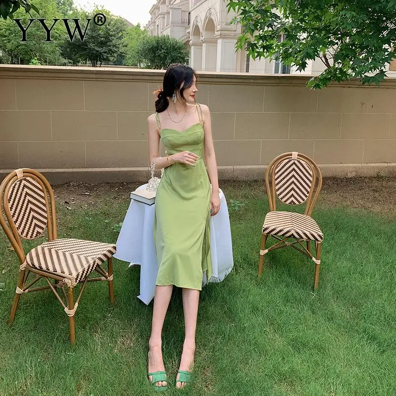French Retro Slit Waist Slim Vestidos Femme Sleeveless Backless Elegant Party Outfits Women Beach Summer Bodycon Dresses 2022
