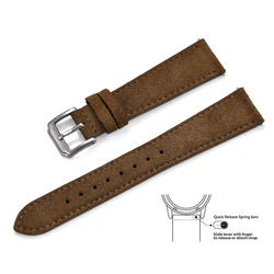 Luxurious Vintage Suede Leather Watch Band - Soft & Comfortable Adjustable Strap - 22mm (Brown)