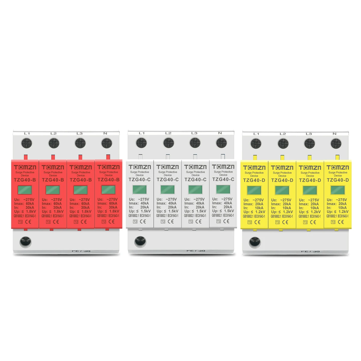 Фото AC SPD 3P + N 30KA ~ 60KA D ~ 385V дом стабилизатор напряжения защитное устройство низкого напряжения №5