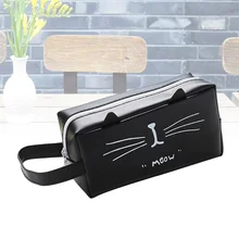 

Cartoon Cat Pattern Pencil Case Student Pencil Case Small Pen Bag Jelly Storage Bag Stationery for Girl Kid Child (Black