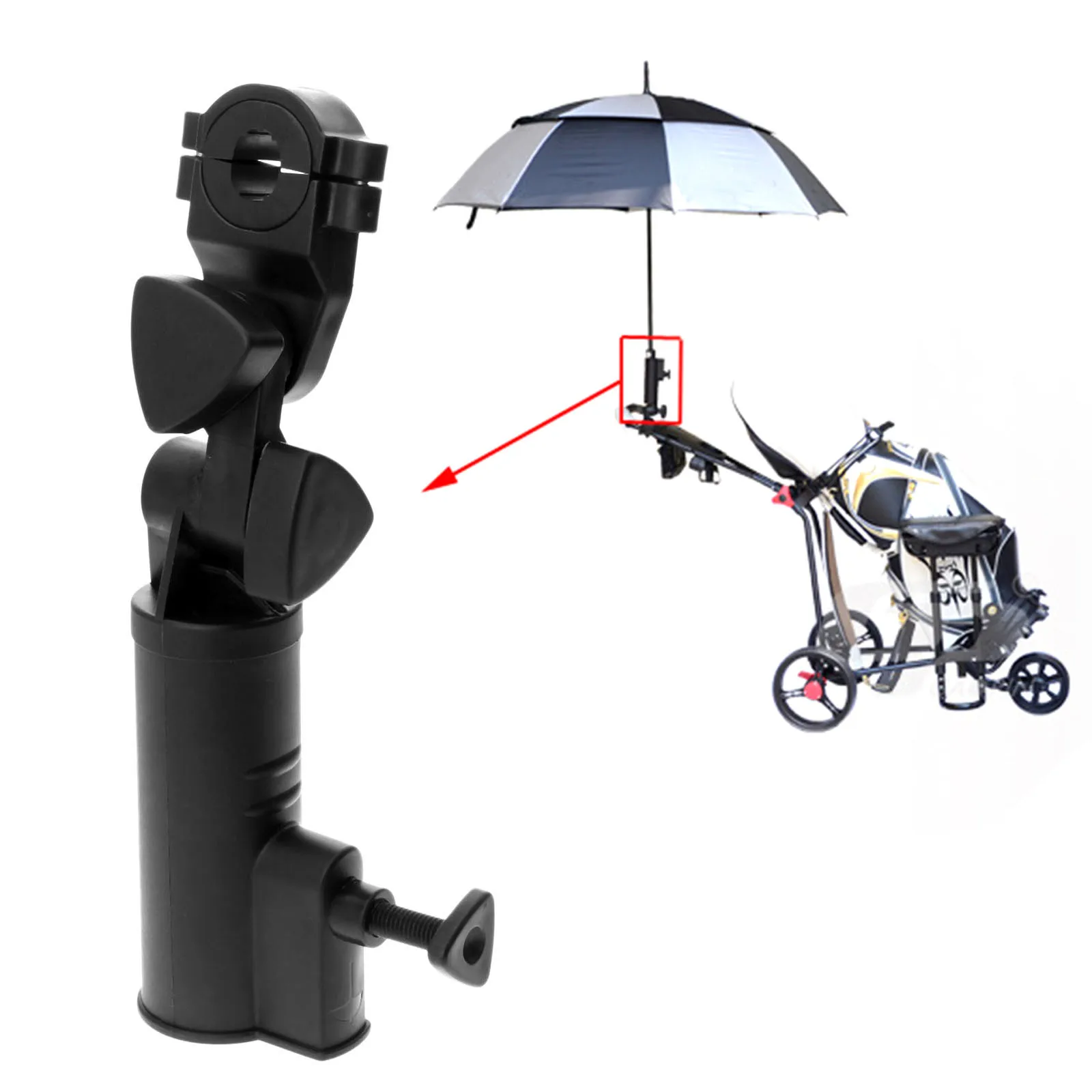 Universal Golf Trolley Umbrella Holder Stand Adjustable Angle 19/30