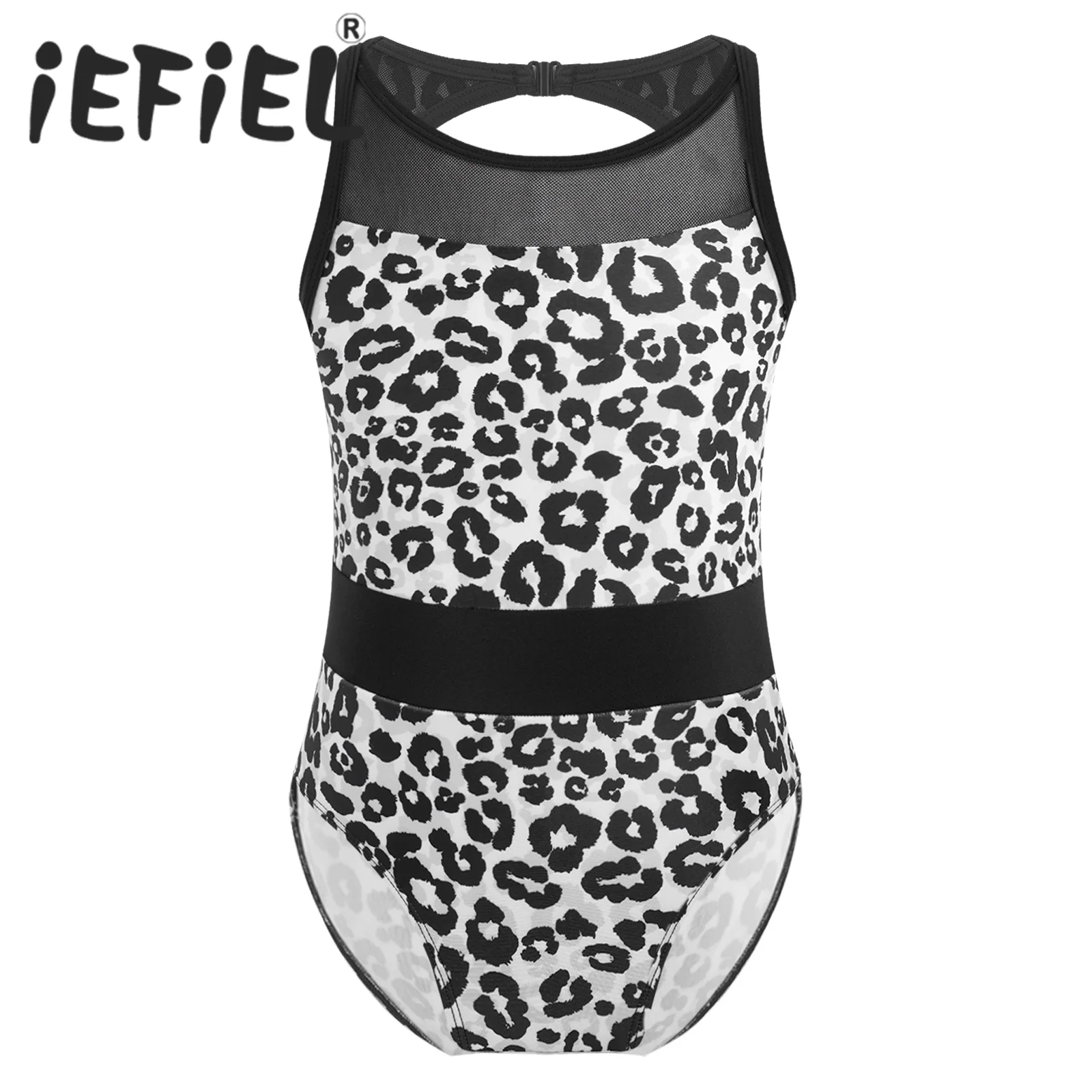 Kids Girls Sleeveless Leopard Print Dance Leotard Sports Gymnastics