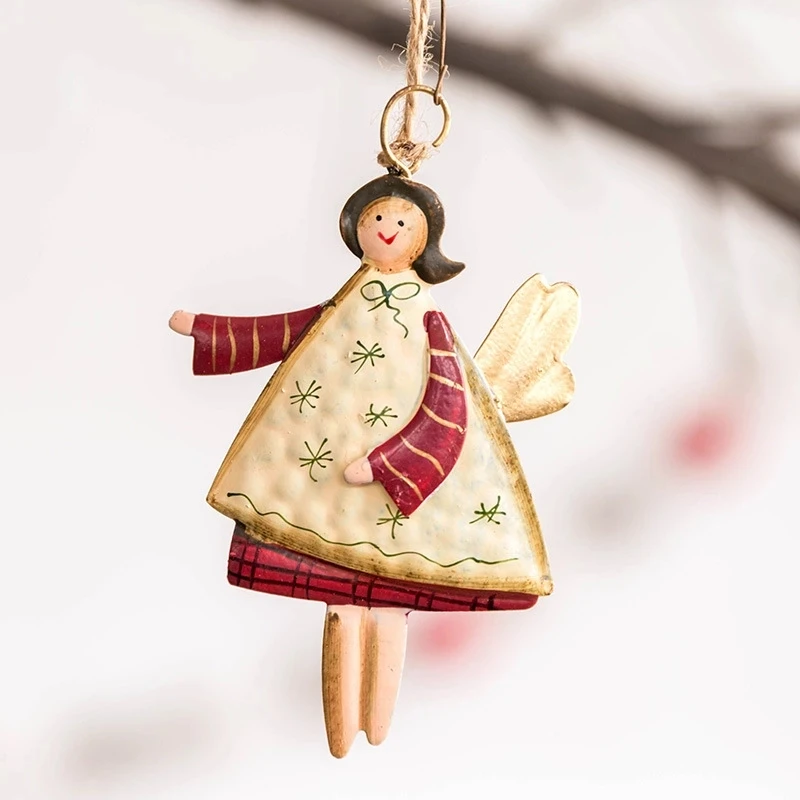 MissDeer Christmas Pendant Metal Painted Santa Claus Xmas Tree Drop Ornaments Decorations for Home Kids Toys Gift Xmas New Year images - 6