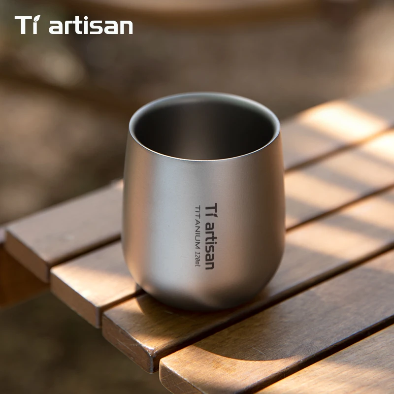 Tiartisan Pure Titanium Double-Layer Anti-Scald Cup - 120ml Portable Outdoor Drinkware