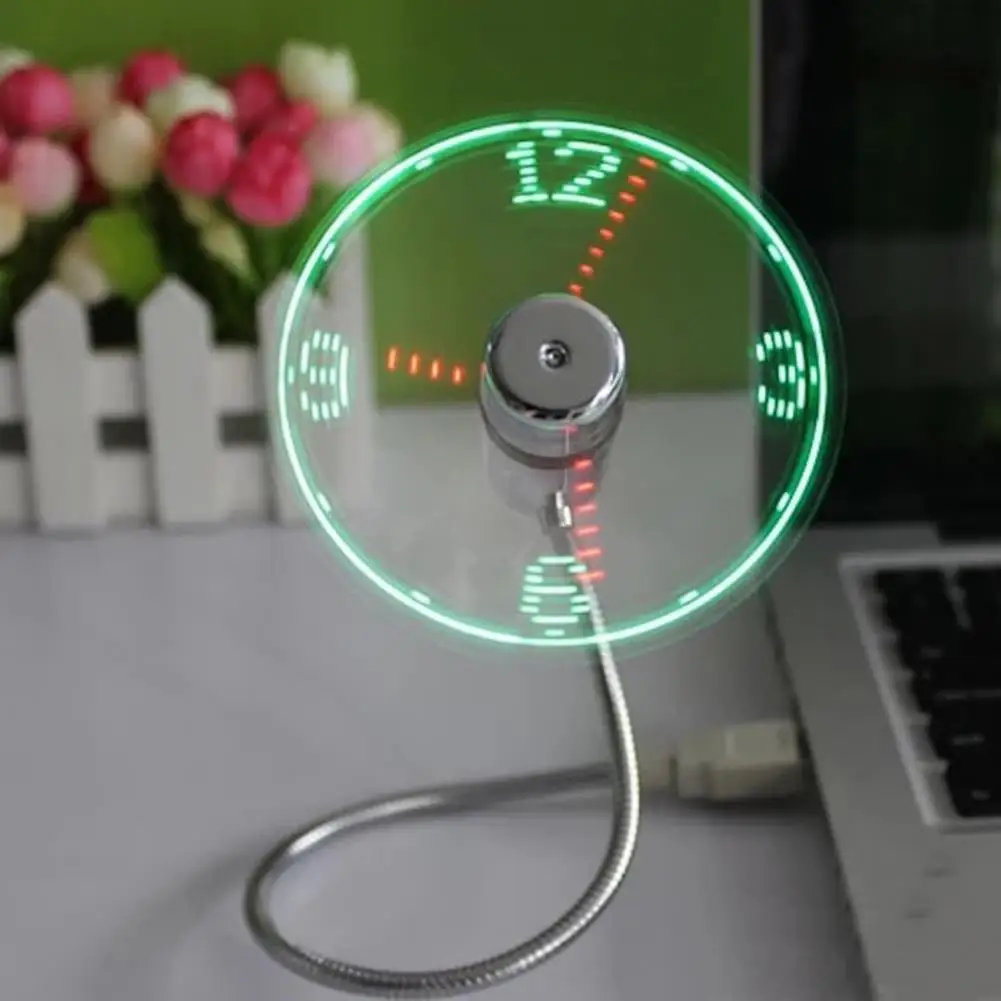 USB Smart Clock LED Fan Low Noise Auto Memory Foldable Bright Digital Clock Fan High Speed Laptop PC Computer Accessories