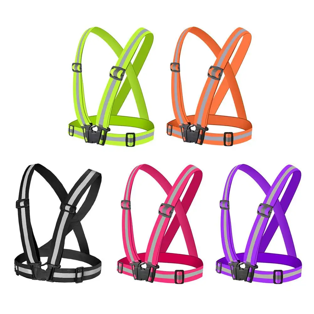 Reflective Safety Vests Lightweight Adjustable Elastic Vest Jacket Reflective Strips For Traffic Control Running Cycling