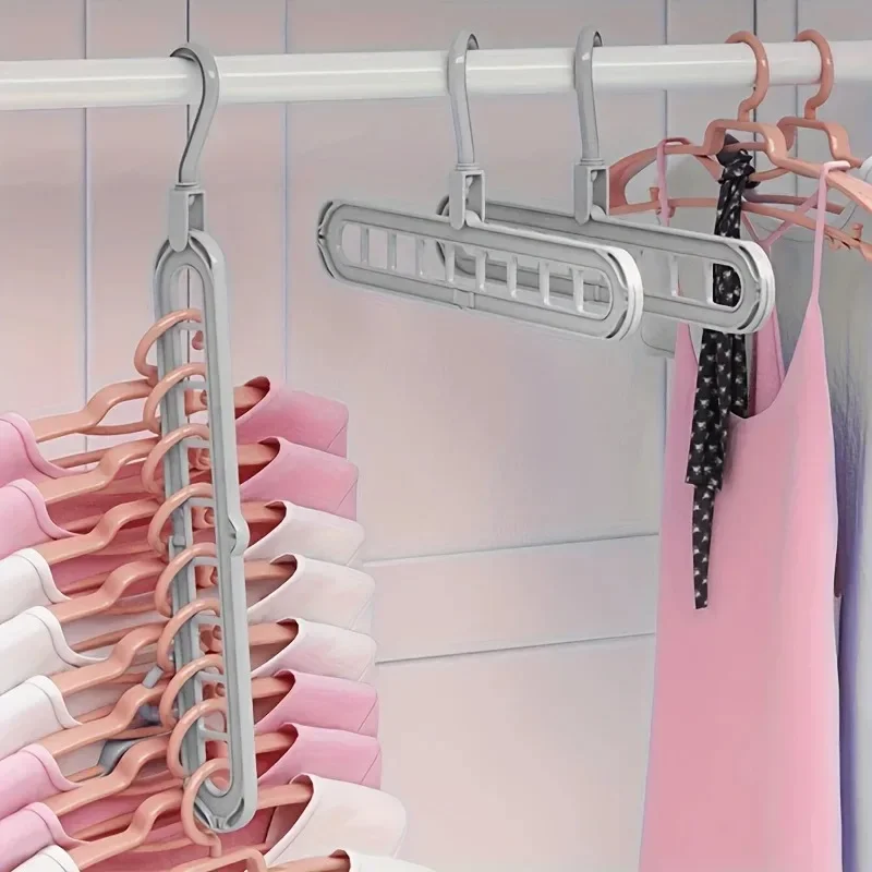 Clothes Hanger Plastic Multifunctional Hangers Heavy Duty Space Saving 9 Holes Clothes Organizer for Bedroom Cabinet Wardrobe Home Storage Use