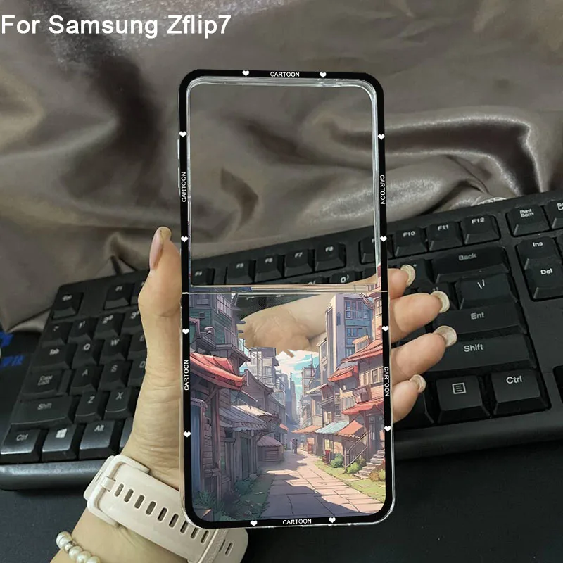 Anime Mount Fuji Landscape Clear Folding Phone Case for Samsung Galaxy Z Flip 7