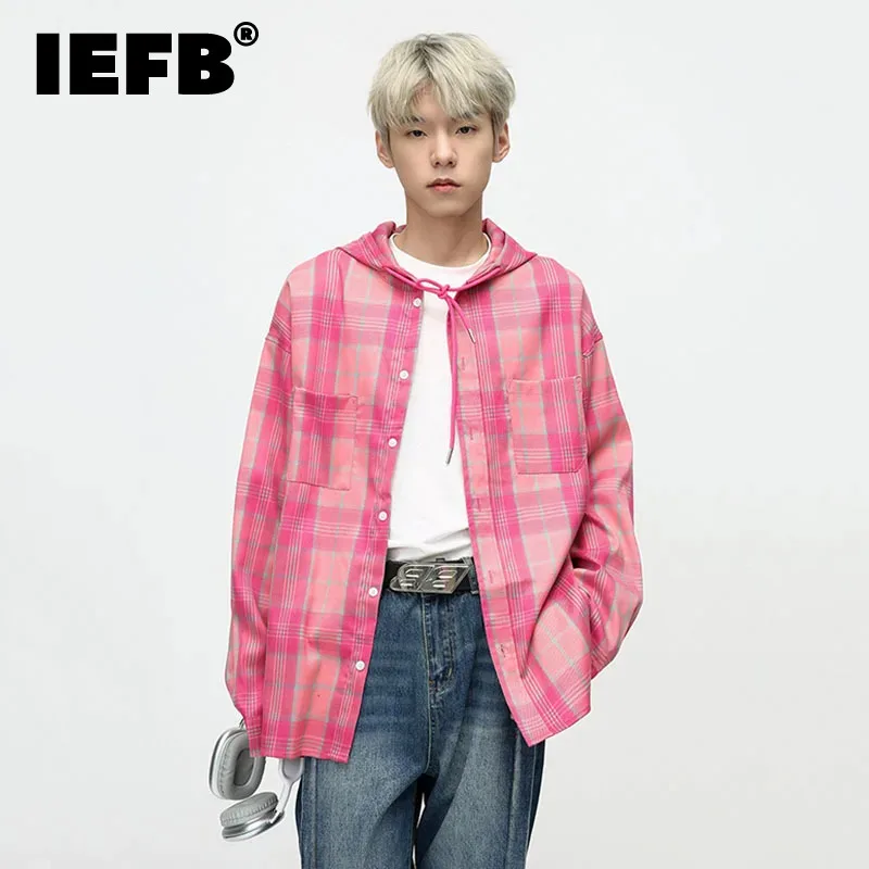 

IEFB Striped Men's Hoded Shirts Cpoat Korean Style Street Graffiti Long Sleeve Top Fashion Trend Male Clothing Autumn New 9C3084