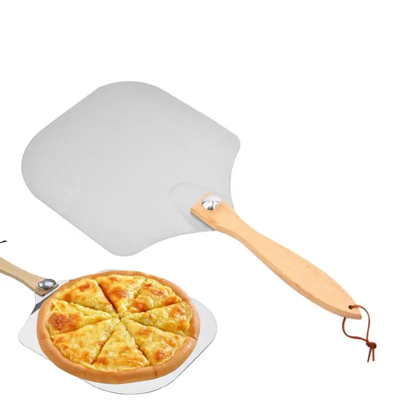 

Aluminum Pizza Shovel Peel With Long Wooden Handle Pizza Paddle Spatula Nonstick Round Pan Turner pizza Baking Accessories