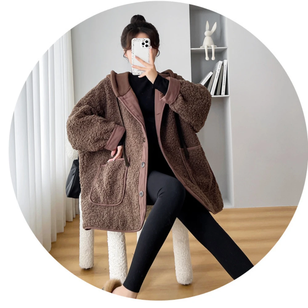 Maternity Coats warm Pregnant Women's Clothes Winter Hooded korean fashion Pregnancy photoshoot Jackets Coats Thicken Outwear