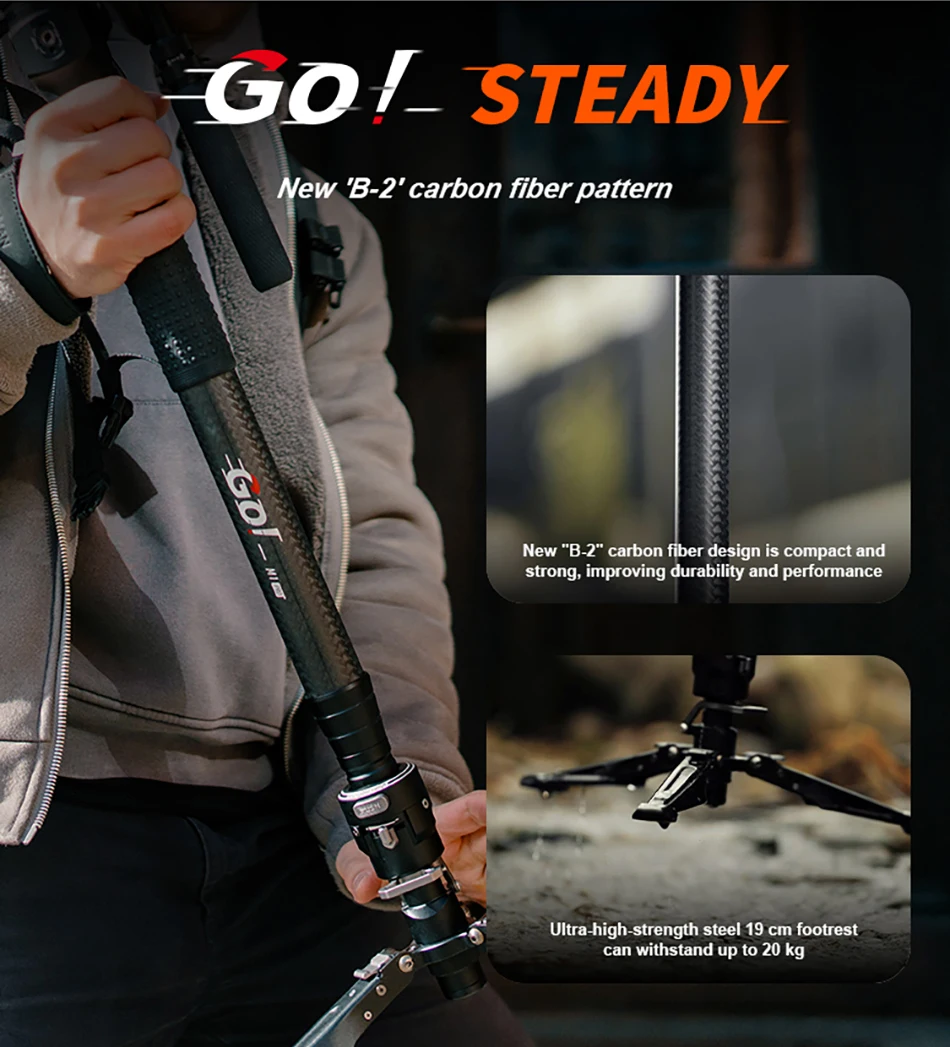 COMAN M1 M1 Pro V5 Carbon Fiber One Click Lifting Tripod Travel Monopod with Qui