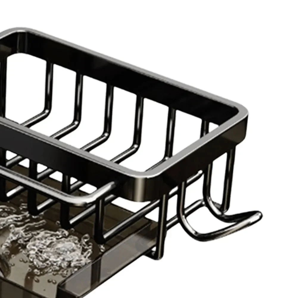 Kitchen Sink Faucet Organizer Detachable Sponge Holder for Kitchen Sink Faucet Drain Rack with Hook for Bathroom Scrubbers Soap