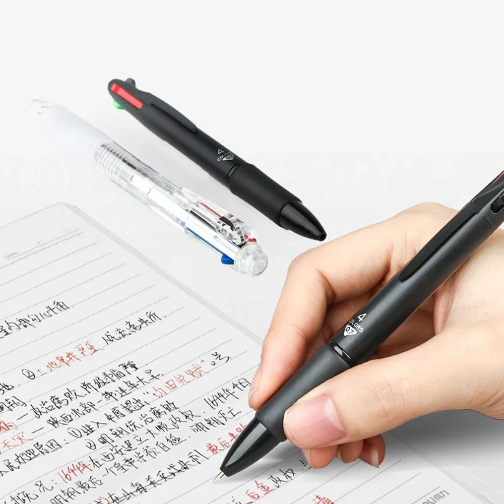 2pcs Deli Multi Functional Ballpoint Pens 0.7mm Oil Ink 4&1 Blue Black Red Green for Writing Kawaii School Office Stationery