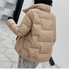 Korean Fashion Casual Padded Cotton Coats Stand Collar Single Breasted Loose Warm Jackets 2024 Fall Winter Solid Elegant Parkas 3