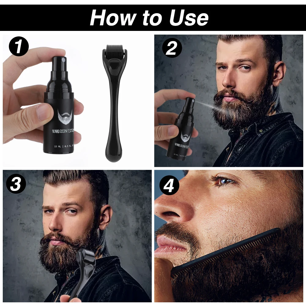 Beard Growth Kit Hair Growth Serum Hair Care Oil Derma Roller For Men