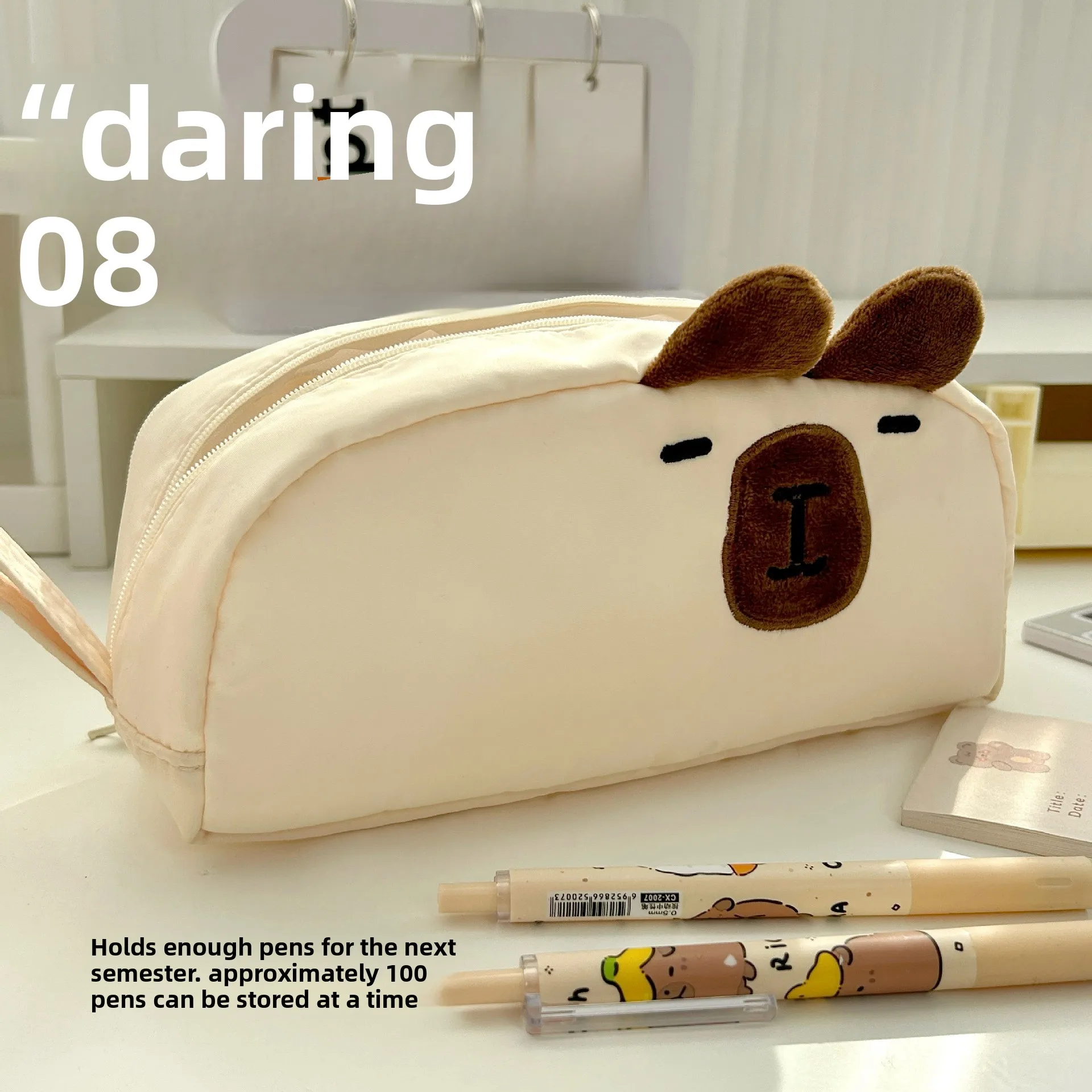Black Kitten Cartoon Pencil Case - Large Capacity Three-Dimensional Stationery Bag