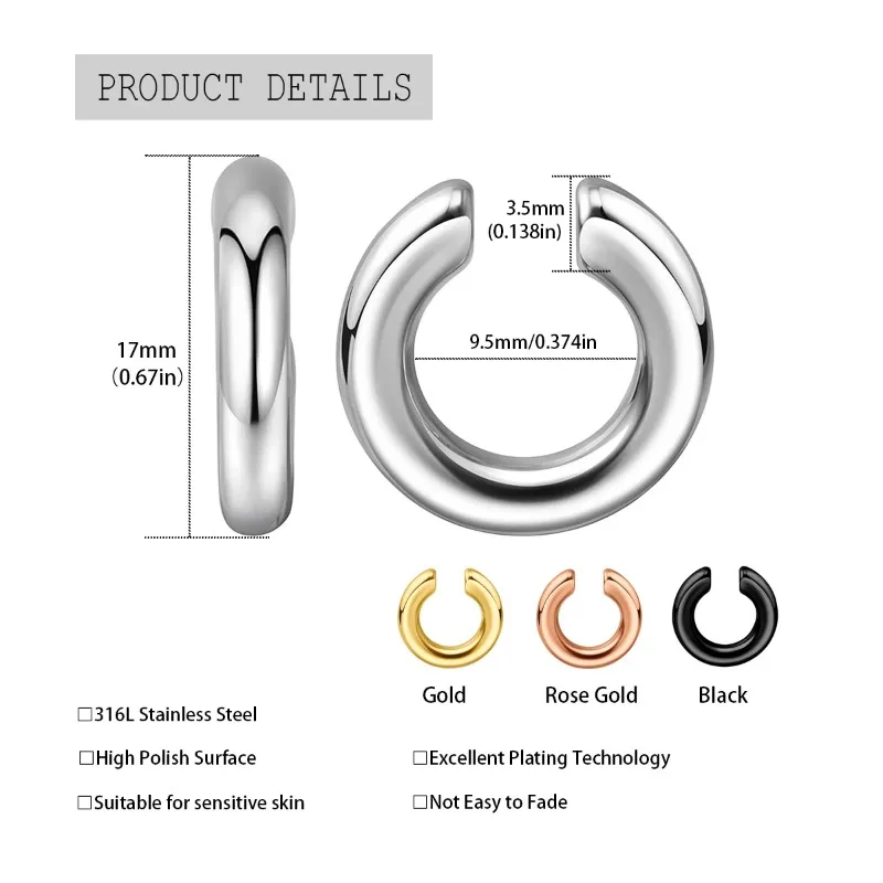Punk No Piercing Gold Color Clip Earrings Chunky Ear Cuff Women Bold Statement Thick Cartilage Cuff Earrings Jewelry Gifts 1pair ear clip earrings clip earrings ear clip ear accessories