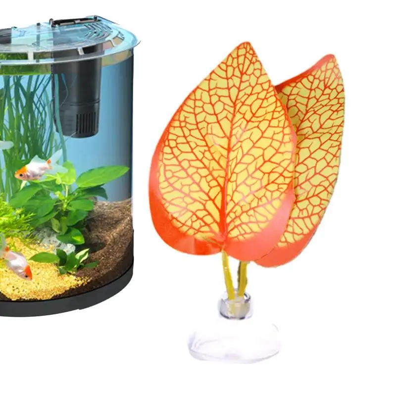 

Betta Fish Leaf Artificial Aquarium Leaf Plants Decoration Betta Fish Rest Spawning Leaf Pad With Suction Cup Plant Betta Fish