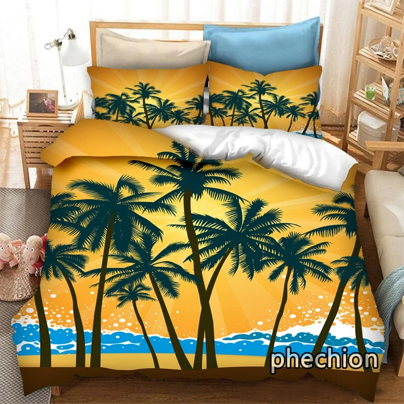 

phechion Palm Tree Pattern 3D Print Bedding Set Duvet Covers Pillowcases One Piece Comforter Bedding Sets Bedclothes Bed K432