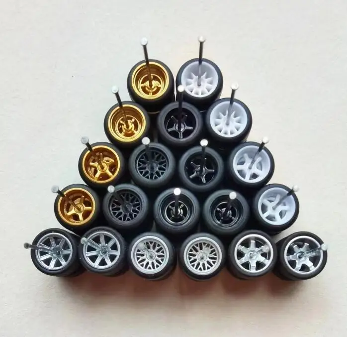 40pcs(for 10 cars) 1/64 Alloy Car Wheels with Tires or