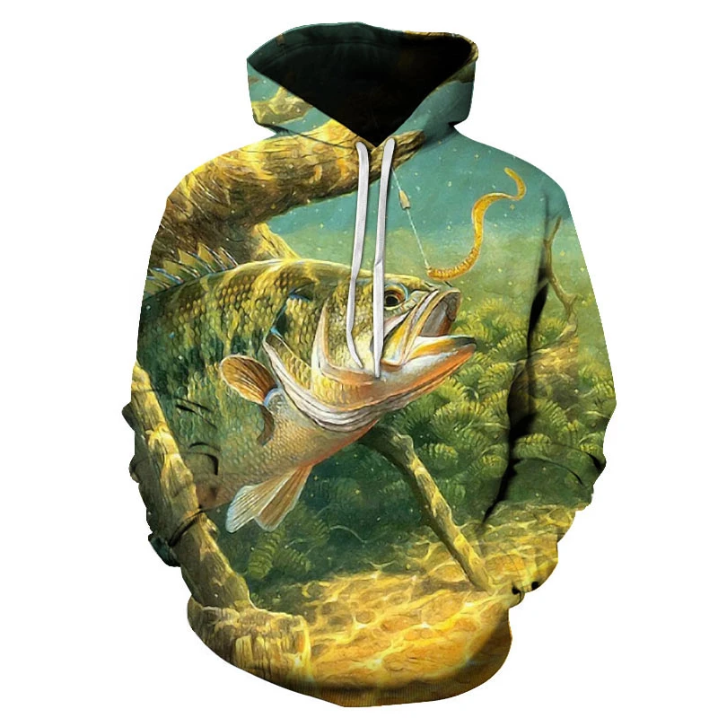 

Fishing Men Hoodies Bass 3D Walleye Printed Funny Carp Sweatshirts Outdoor Trout Casual Sweatshirt Catfish Hoodie Men Hoody Koi