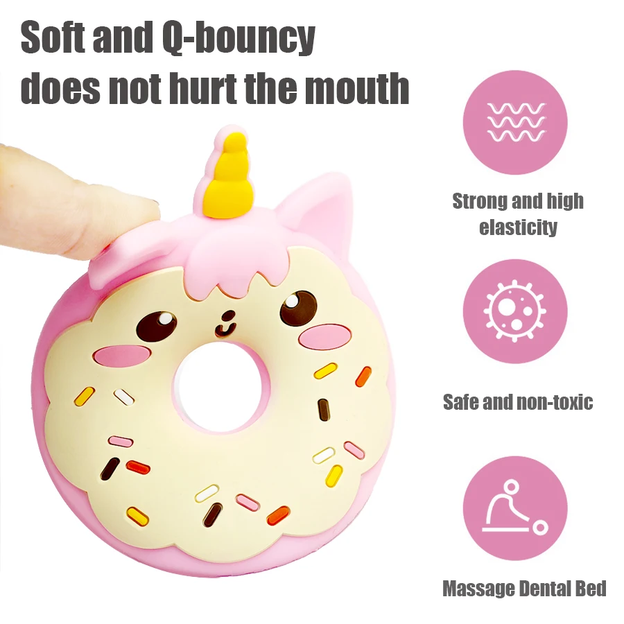 Silicone Teething Toys Cartoon donut shape baby teether Newborn Teething Toys Baby Silicone Teether Soothing Teething BPA free Newborn Gift