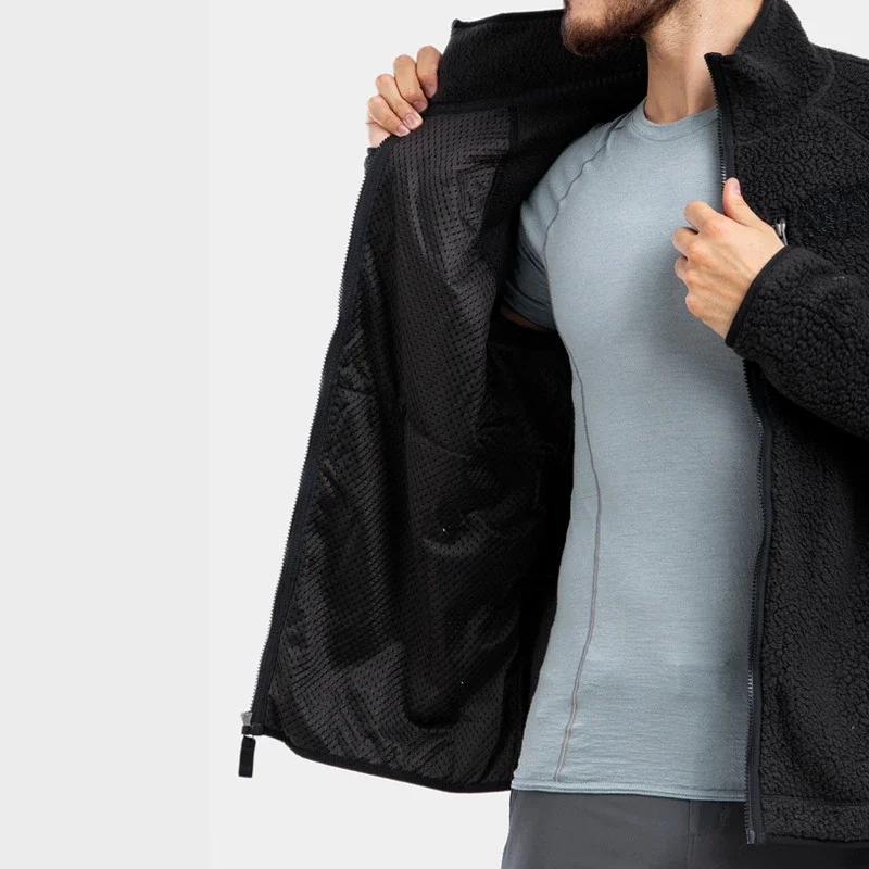 Winter men windproof outdoor fleece jacket standing neck zipper jacket for women Korean casual top coat