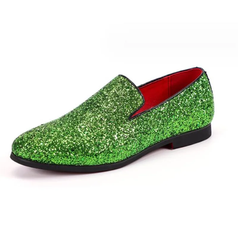 

Men Loafers Sequins Leather Shoes For Man slip on Dress Shoes Elegant Fashion Men's Flats club party shoes men Zapatos Hombre