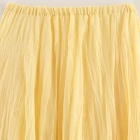 HXAO Pleated Long Skirt Woman Spring Summer Elegant Women's Skirts Fairy Tulle Midi Skirt High Waist Ruffled Yellow Skirt 088 - Image 4