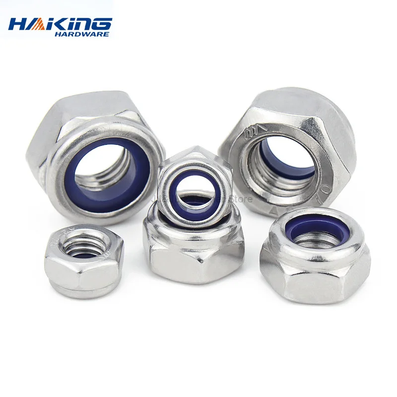 Nylon Lock Nut Stainless Steel Hex Hexagon Locking Nut M2 M2.5 M3 M4 M5 M6 M8 M10 M12 M14 M16 M20 M24 Locknut DIN985