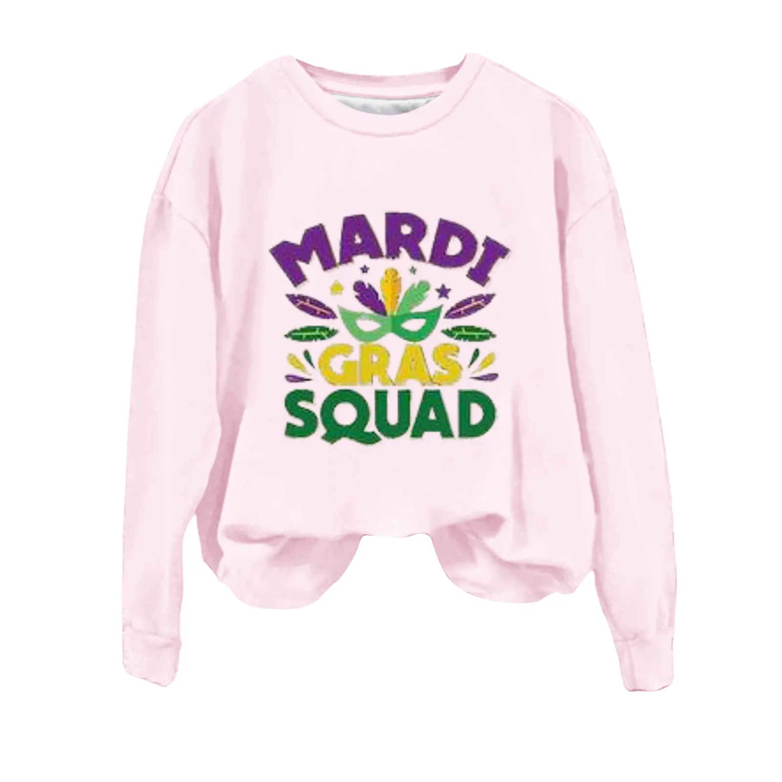 

Junior Girl Hoodies Womens Mardi Print O Neck Sweatshirt Round Neck Fit Pullover Tops Fashion Long Sleeve Ladies Athletic Top