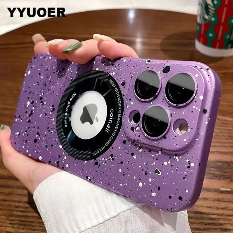 

Luxury Slim Lens Protection Magnetic Case For iPhone 14 Plus 13 12 Pro Max Bling Glitter Star Sequins Logo Hollow Out Cover Capa