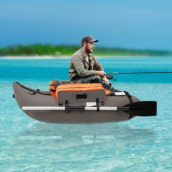 Inflatable Fishing Boat, Portable & Lightweight for Lake/Ocean, Oxford Cloth, 286.6lbs Load Capacity, Adjustable Backrest 6