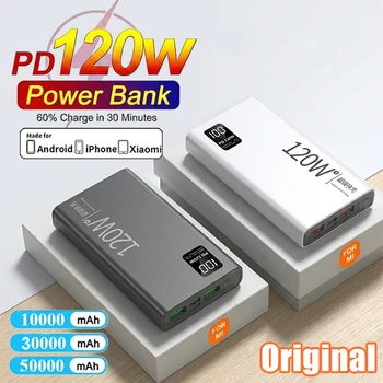 Xiaomi Original 120W Powerbank 50000mAh batteria di ricambio esterna Caricabatterie portatile Ricarica rapida per iPhone Samsung Digital Display Power Bank