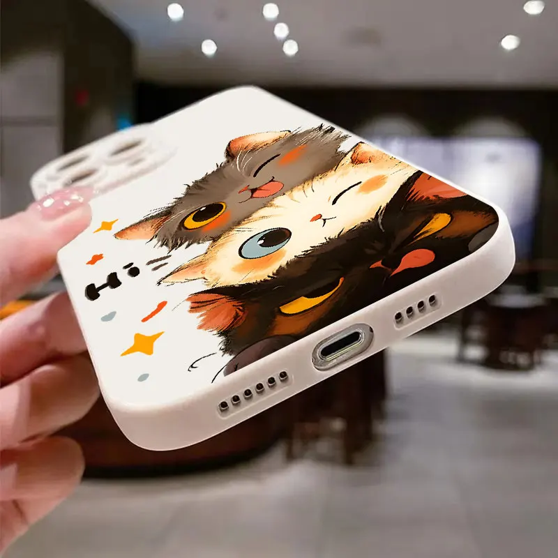 Charming Three Little Cats Silicone Phone Case Cover