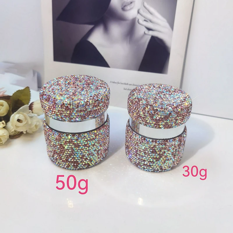 Bling Diamond Press Type Vacuum Bottle Face Cream Lotion Cream Separate Jars Travel Portable Cosmetics Packaging Bottle Acrylic
