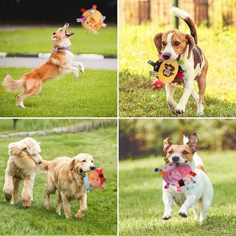 Plush Dog Vocal Toy Ball Funny Interactive Pet Toys with Bells Cleaning Tooth Chew Toy For Small Large Dogs Cats Puppy Plaything 2