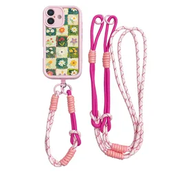 Floral Crossbody Lanyard Phone Case with Necklace Strap and Wrist Chain - Galaxy S20 FE (JGSPink - Hua006 - XKSS)