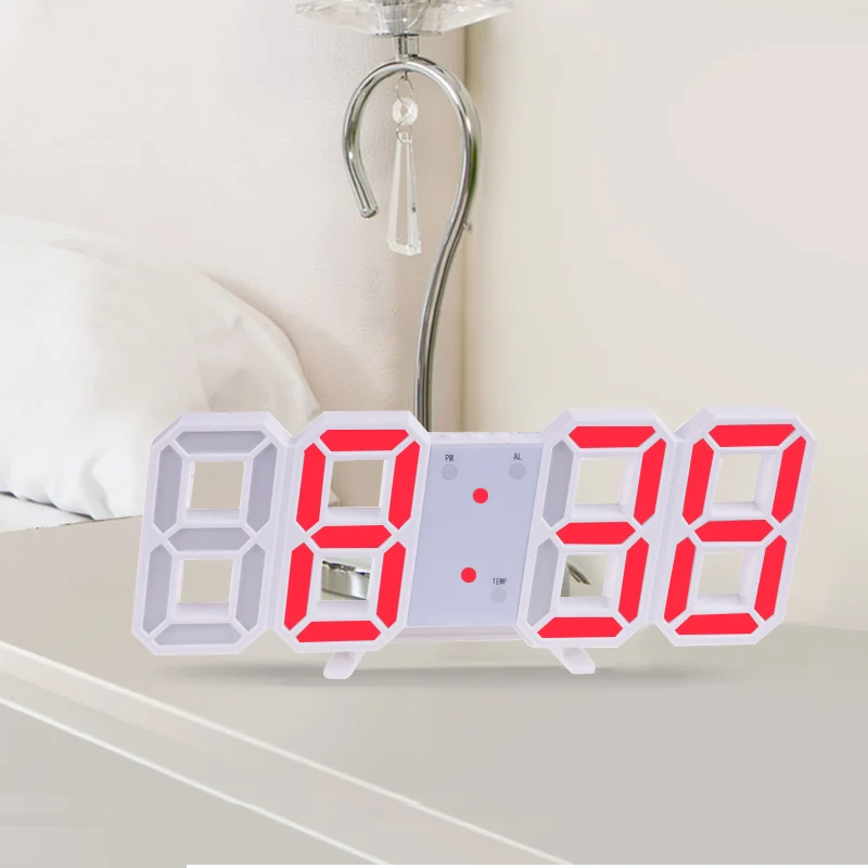 Towayer 3D Large LED Digital Wall Clock Date Time Celsius Nightlight Display Table Desktop Clocks Alarm Clock From Living Room 