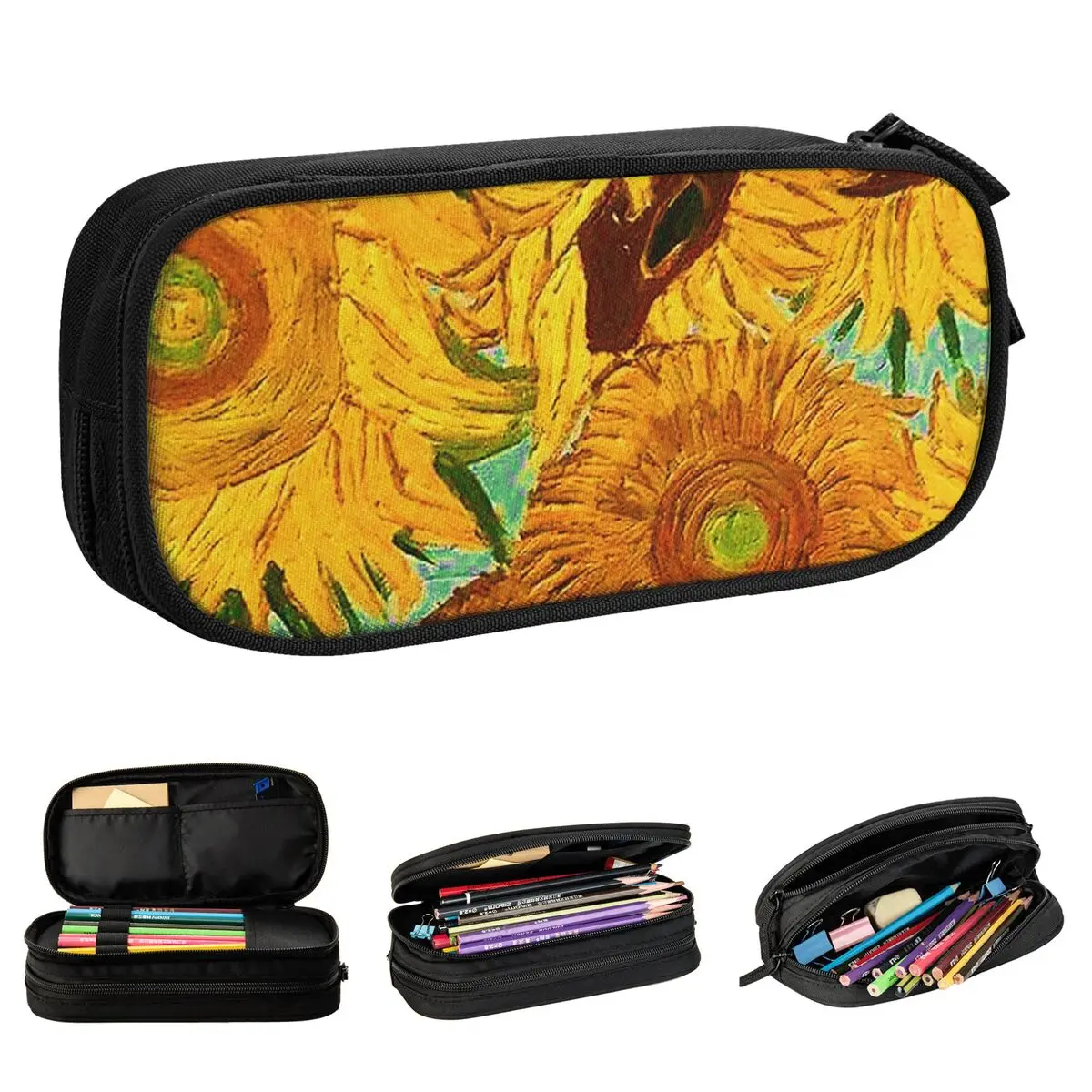 

Sunflowers Van Gogh Pencil Case Art Vincent Flowers Painting Pen Pencil Bags Kids Large Storage School Supplies Gifts Pencil Box